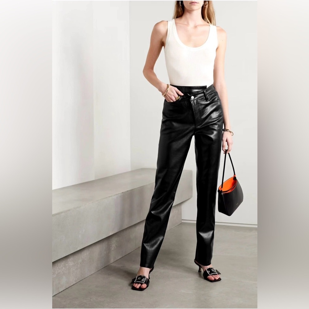 Agolde Leather Criss Cross Straight Pants - Size M